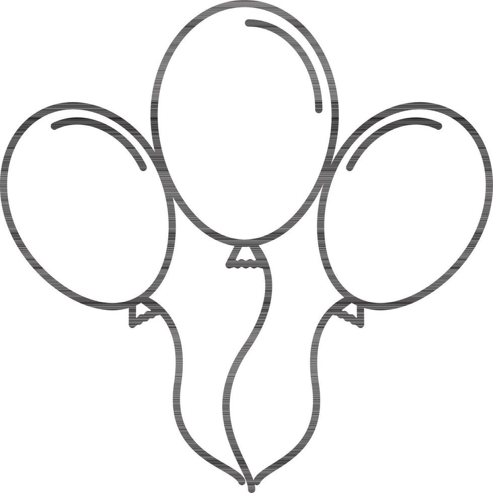 Balloons Icon In Black Line Art. vector
