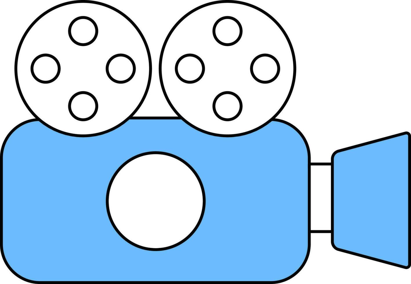 Flat Style Video Camera Icon In Blue And White Color. vector