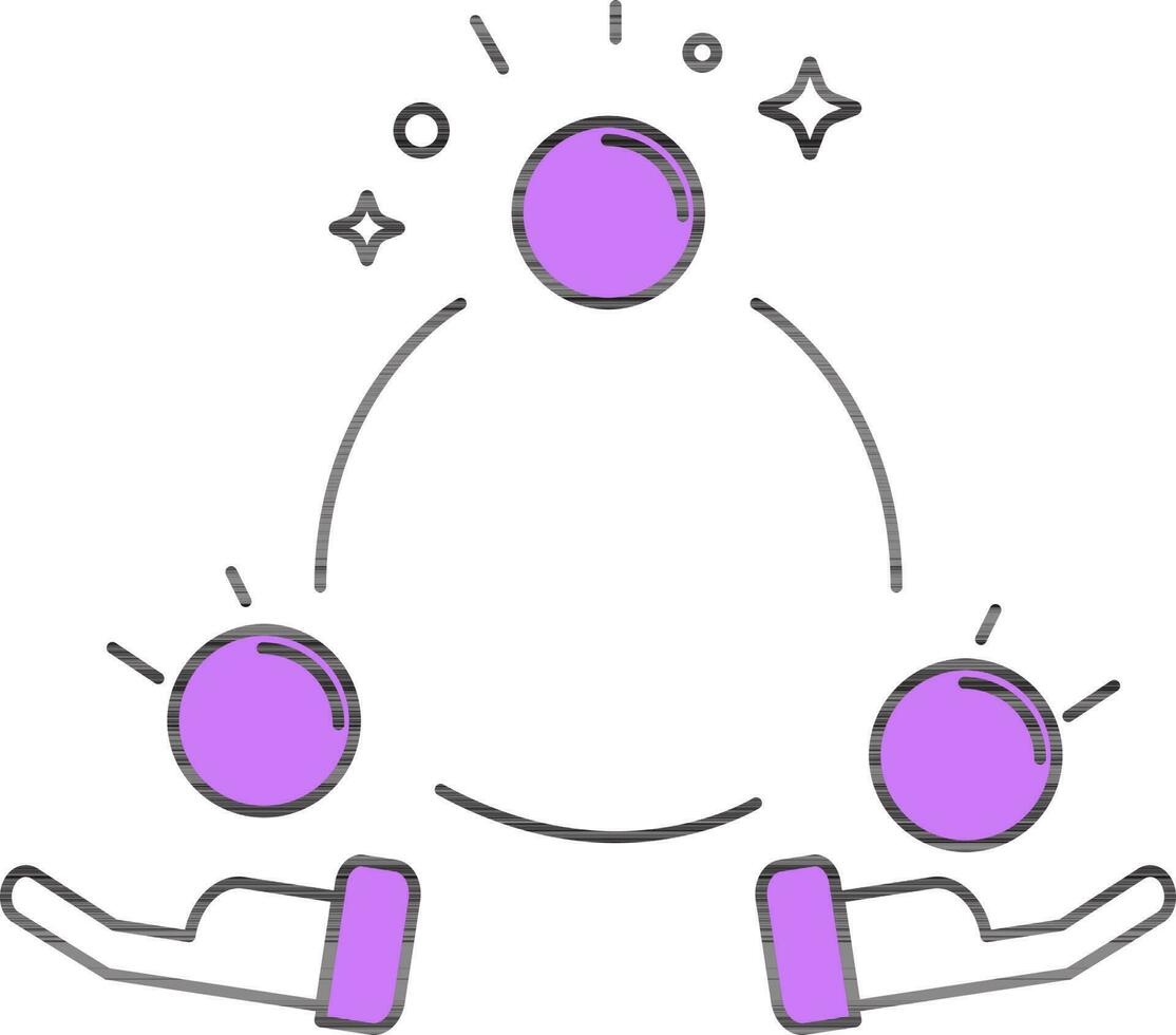 malabares pelotas icono en púrpura y blanco color. vector