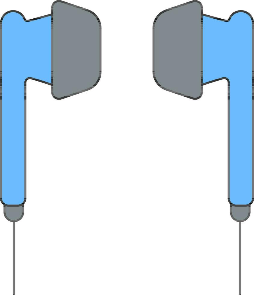 Earphone Icon In Blue And Gray Color. vector