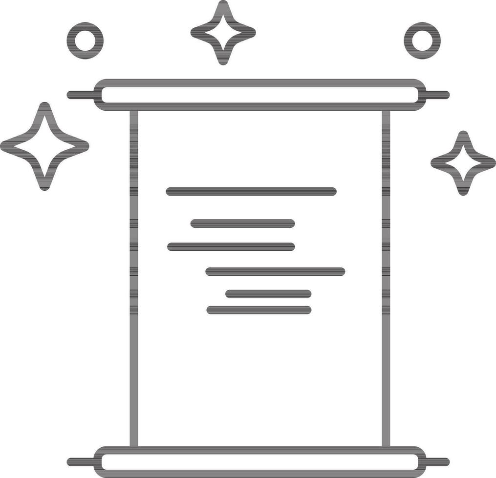 Magic Scroll Paper Icon In Black Line Art. vector
