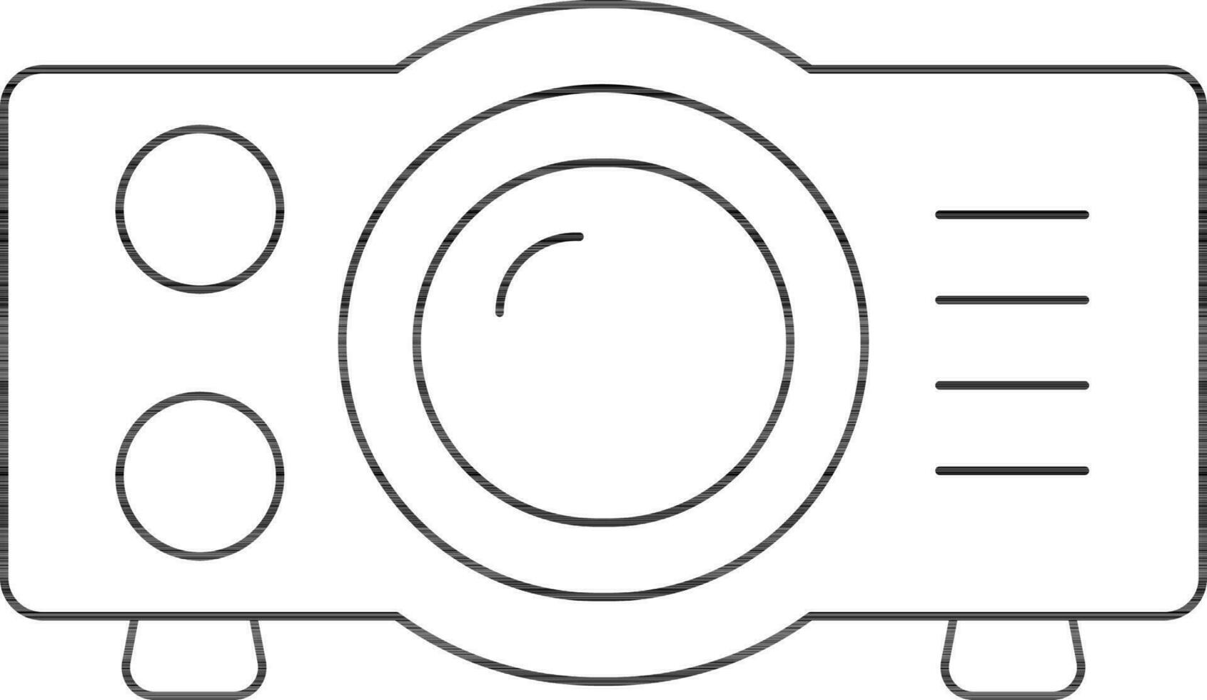 Video Projector Icon In Black Line Art. vector