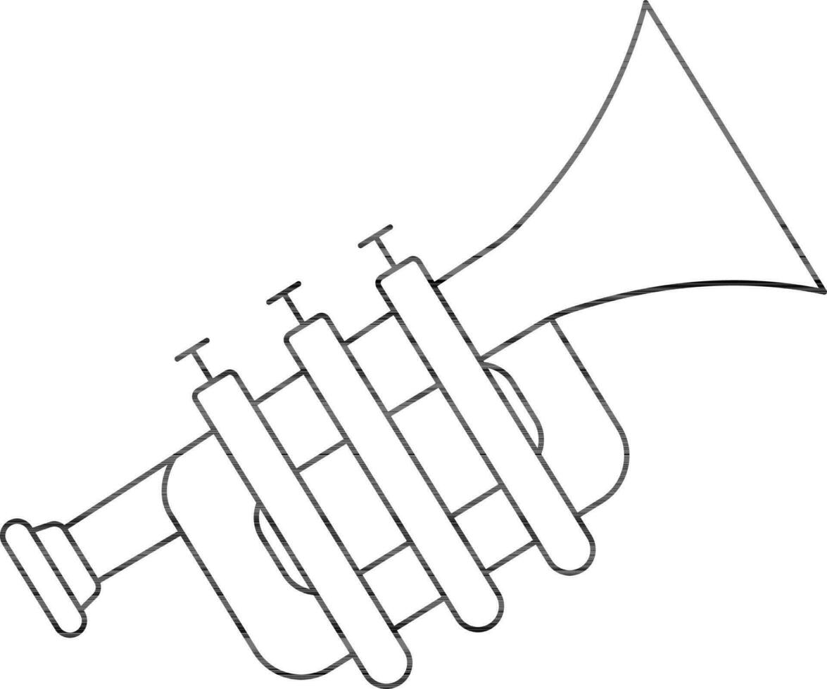 Trumpet Icon In Black Outline. vector