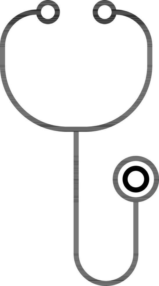 Black Line Art Illustration of Stethoscope Icon. vector