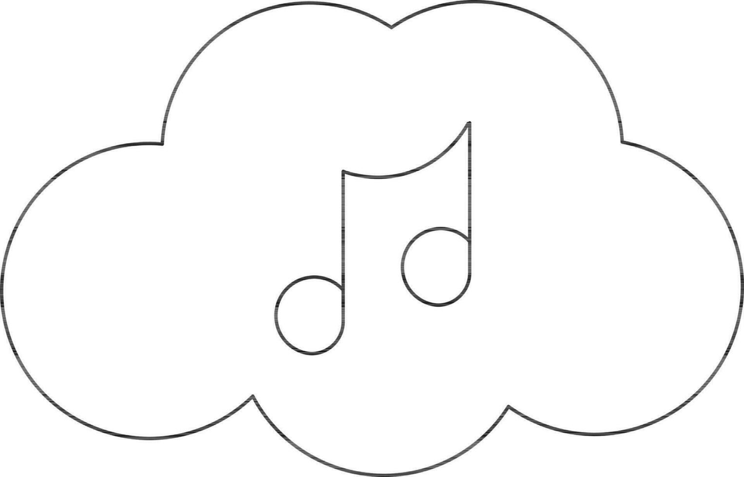 Cloud With Music Note Icon In Black Line Art. vector