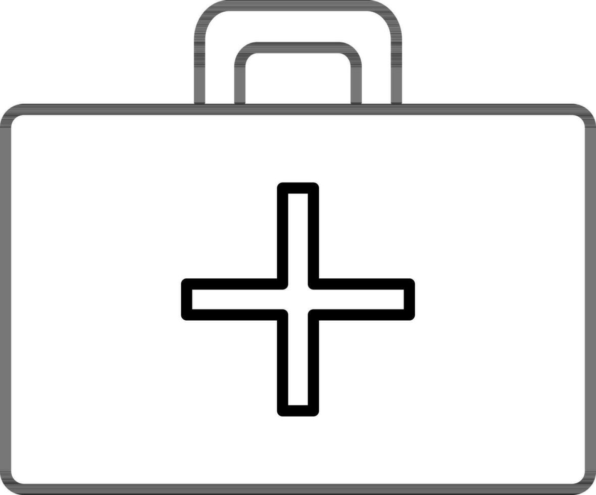 Isolated First aid Box Icon in Thin Line Art. vector