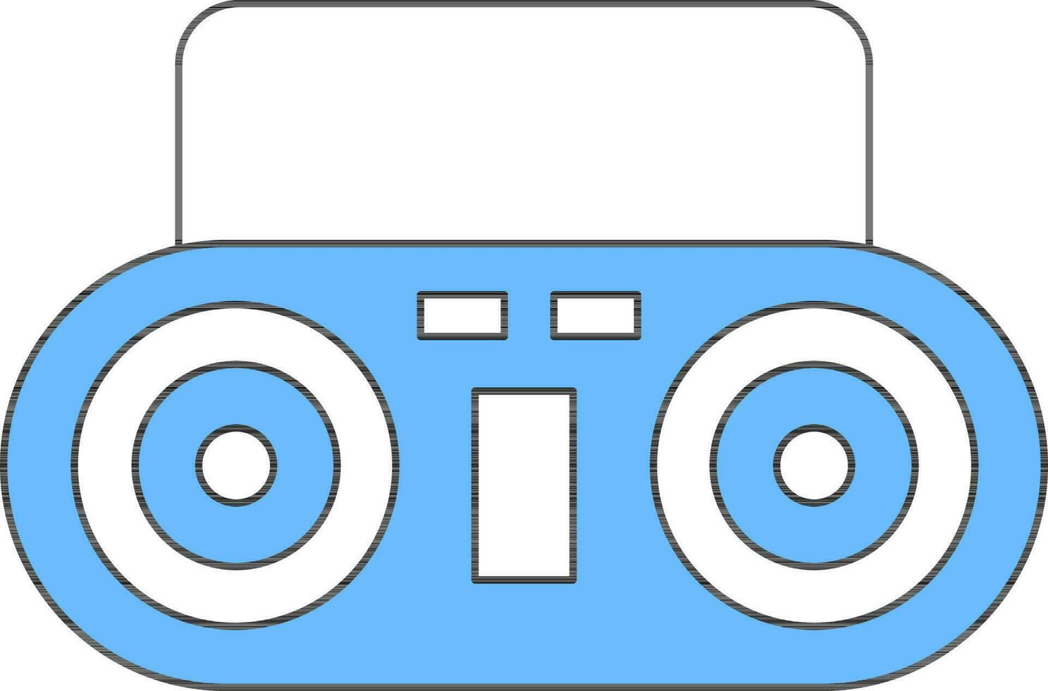 Tape Recorder Icon In Blue And White Color. vector