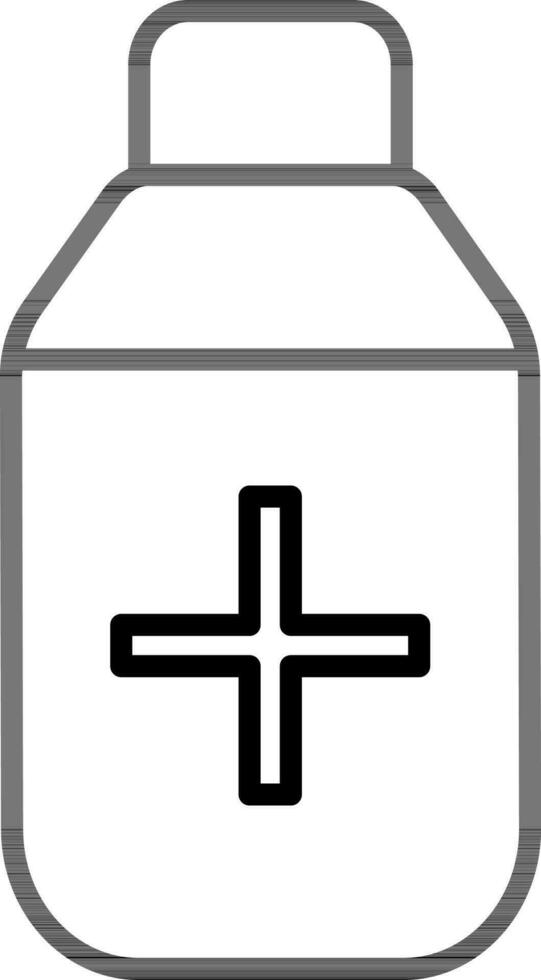 Medicine Bottle Icon in Line Art. vector