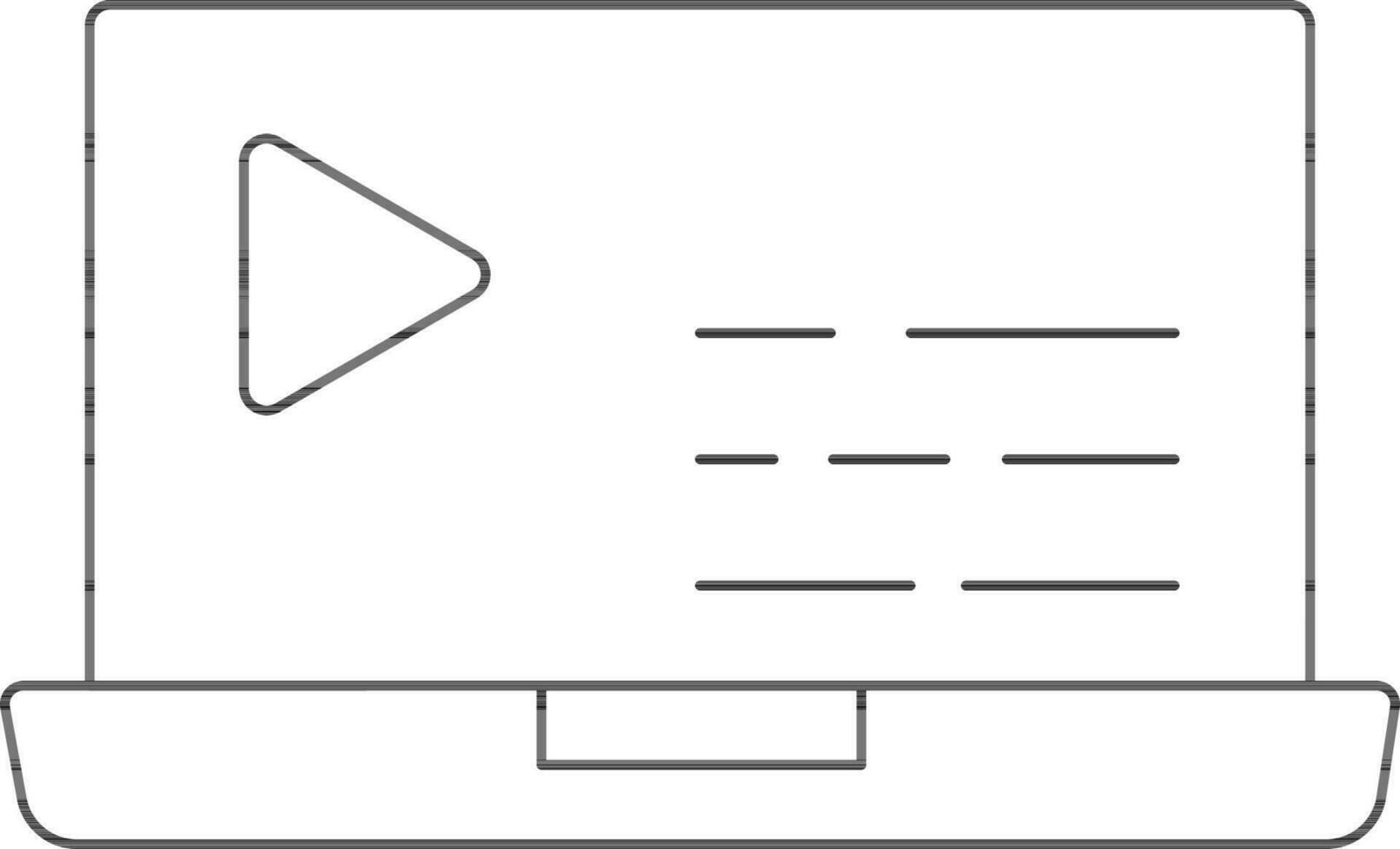 Line Art Illustration Of Video Play In Laptop Icon. vector