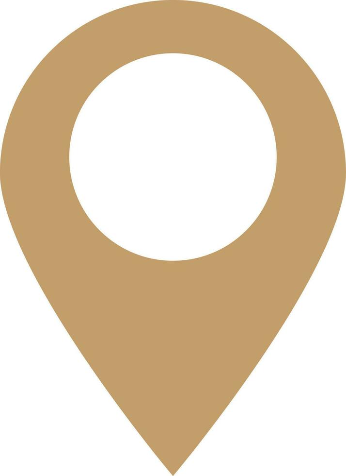 Vector sign or symbol of map pin in brown color.
