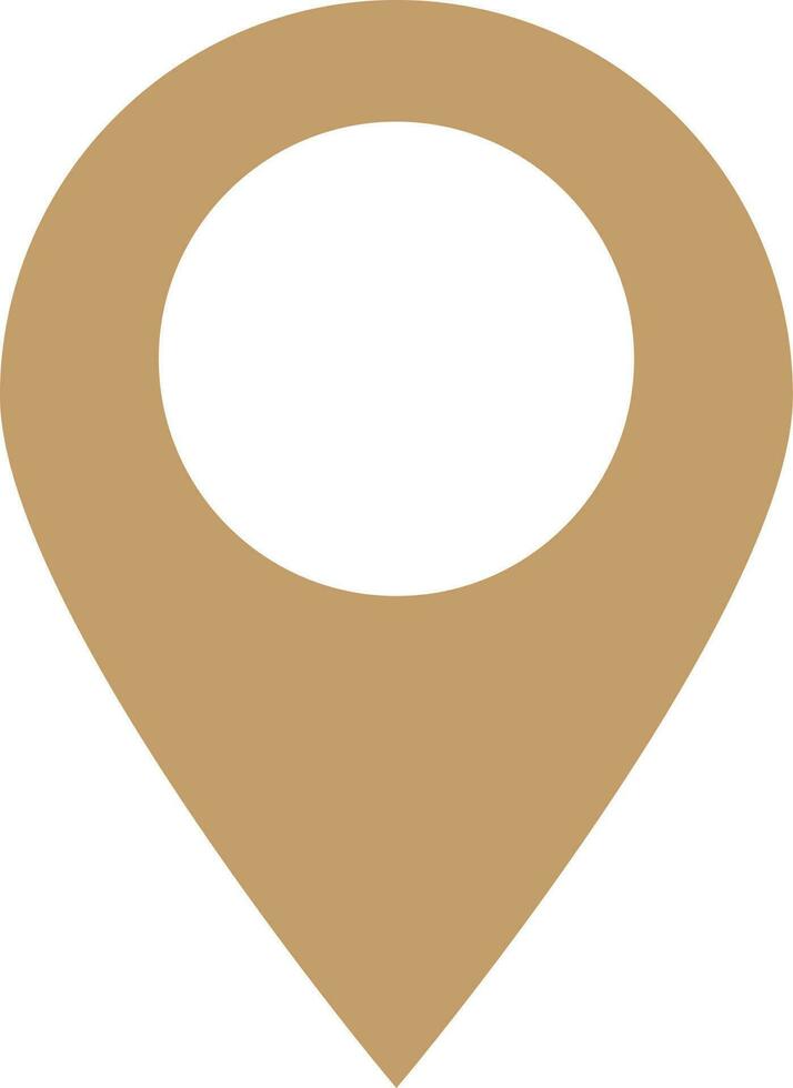 Vector sign or symbol of map pin in brown color.