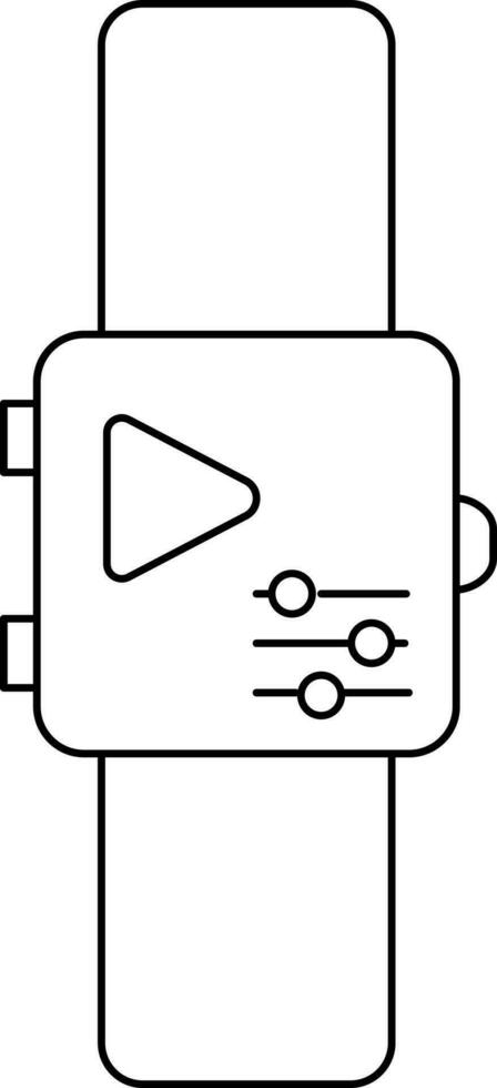 Smartwatch Icon In Black Line Art. vector