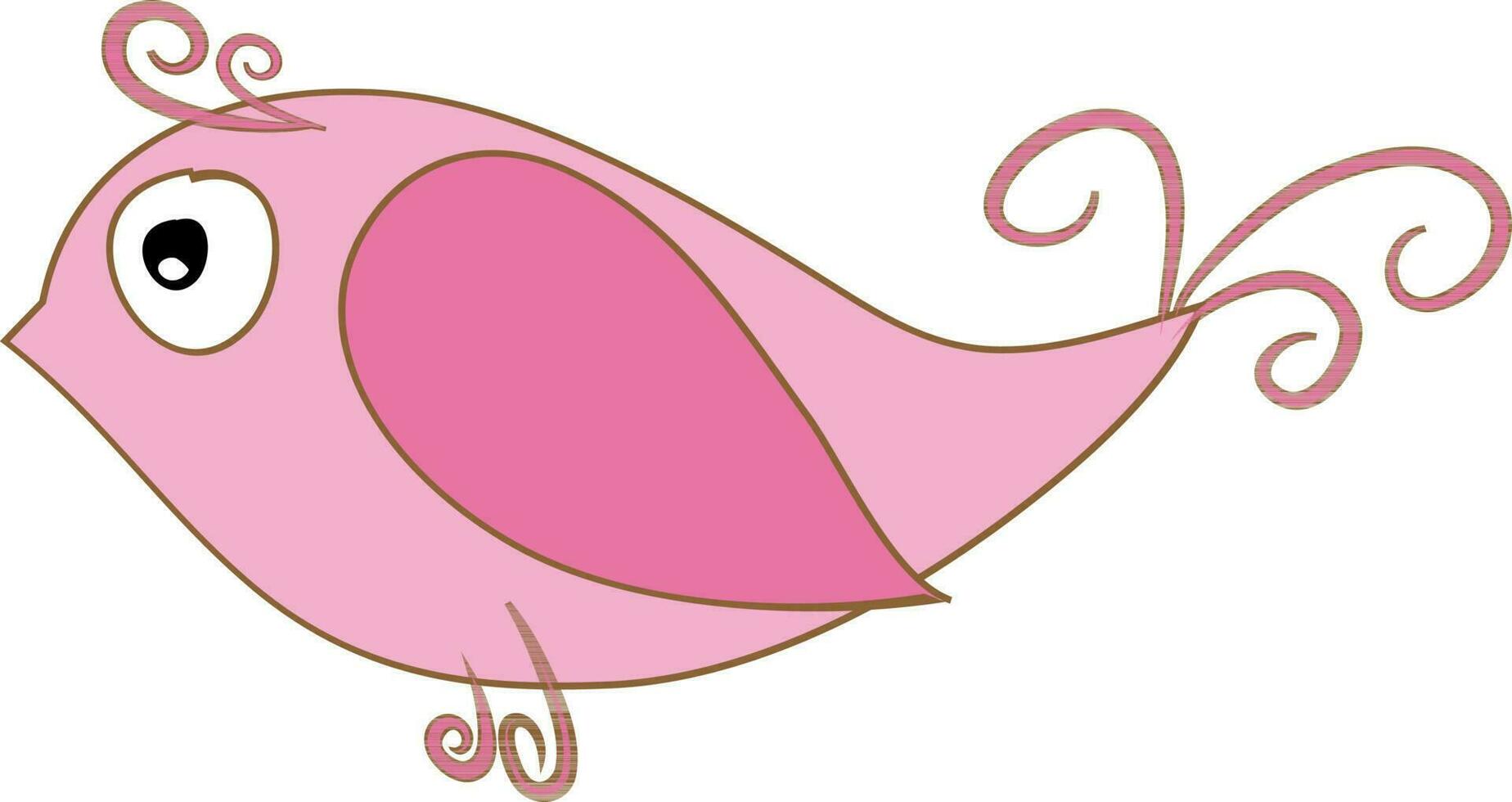 Cute doodle character of bird in pink color. vector