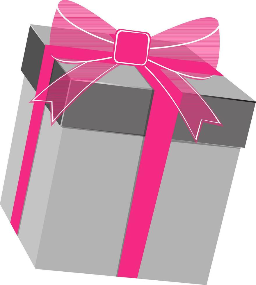 3D illustration of gift box tie up with pink ribbon. vector