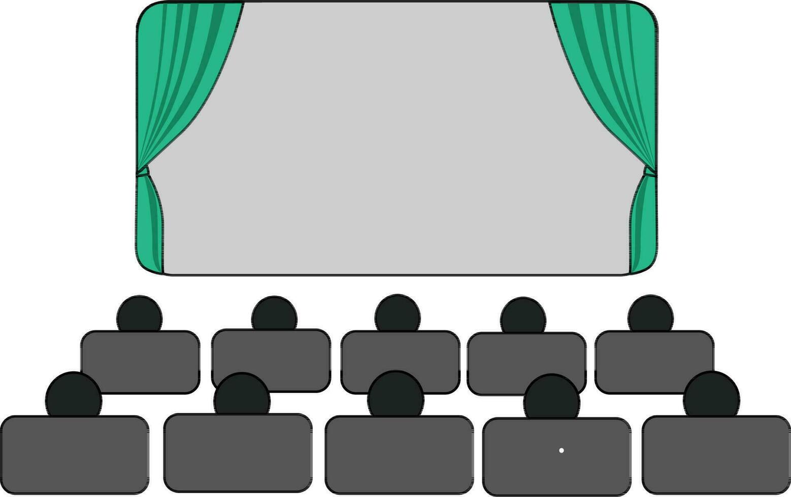 Illustration of movie theater interior. vector