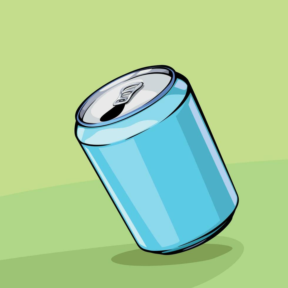 blue metal stroked can on green back vector