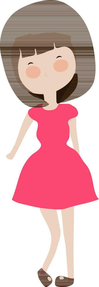 Cartoon character of girl. Standing in stylish pose. vector