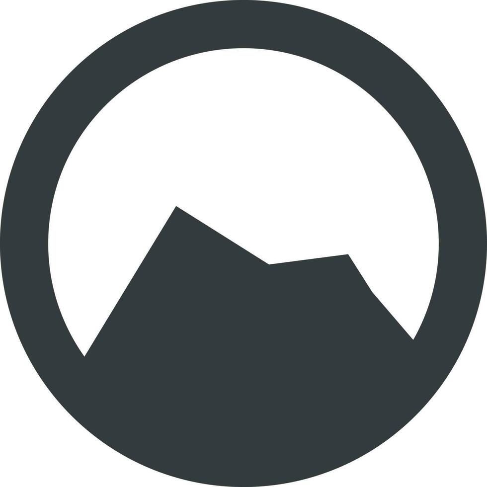 Silhouette of mountain in a circle logo or sign element. vector