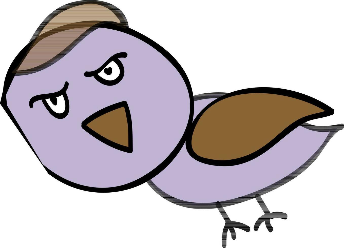 Doodle character of bird in angry pose. vector