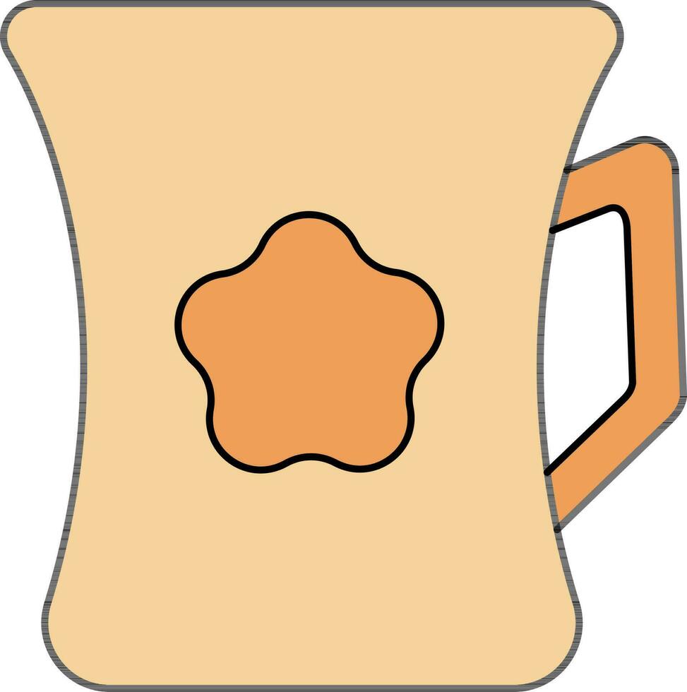 Illustration of Tea Cup Icon in Pastel Orange Color. vector