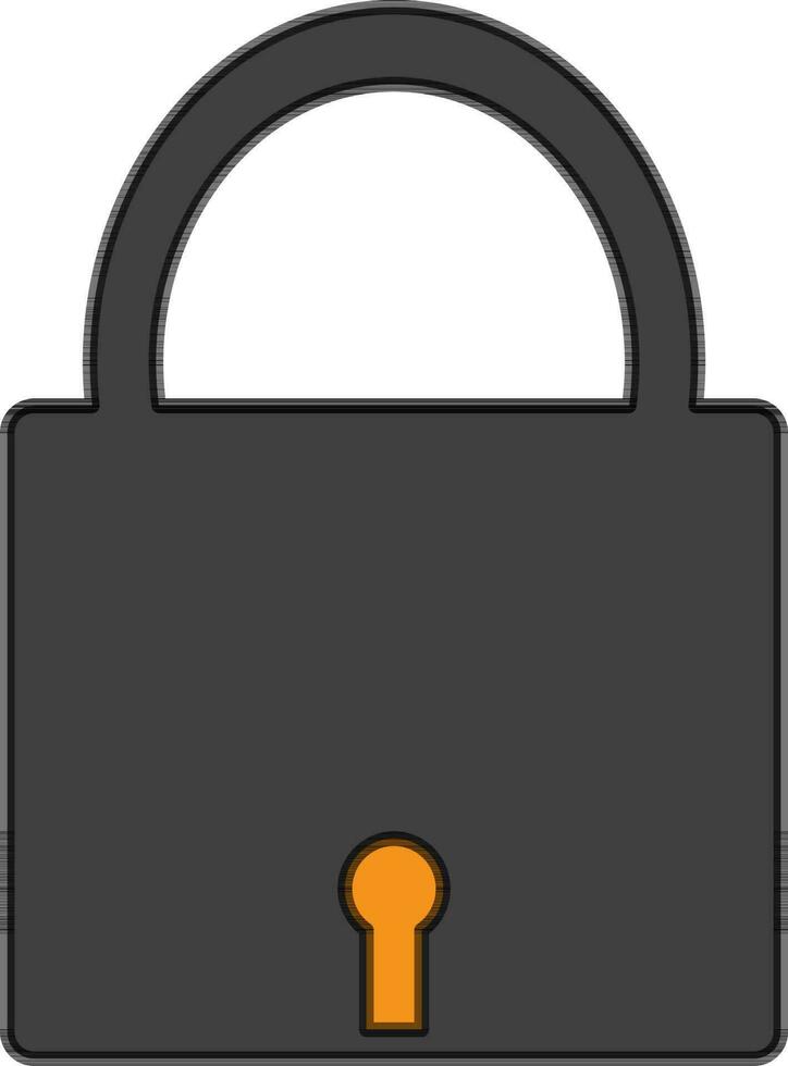 Illustration of lock icon in color with stroke for multimedia concept. vector