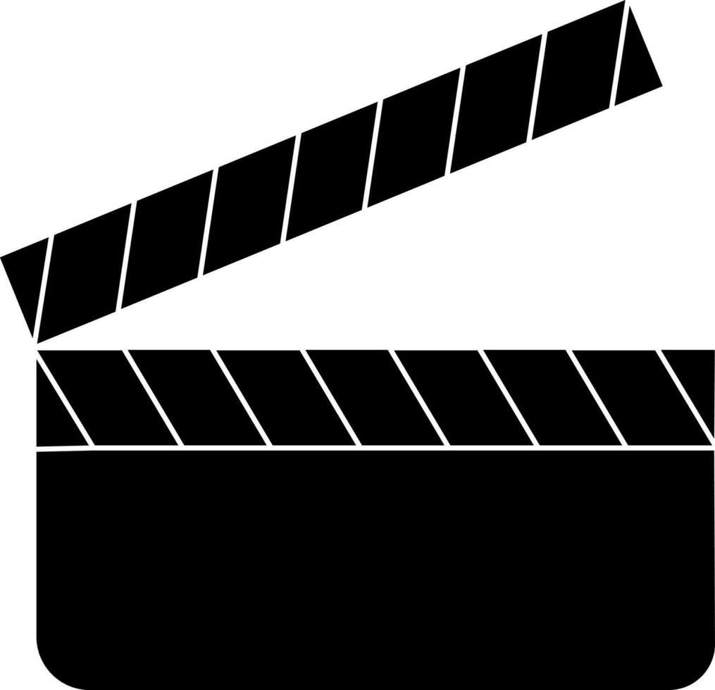 Clapboard icon for shooting concept in black. vector