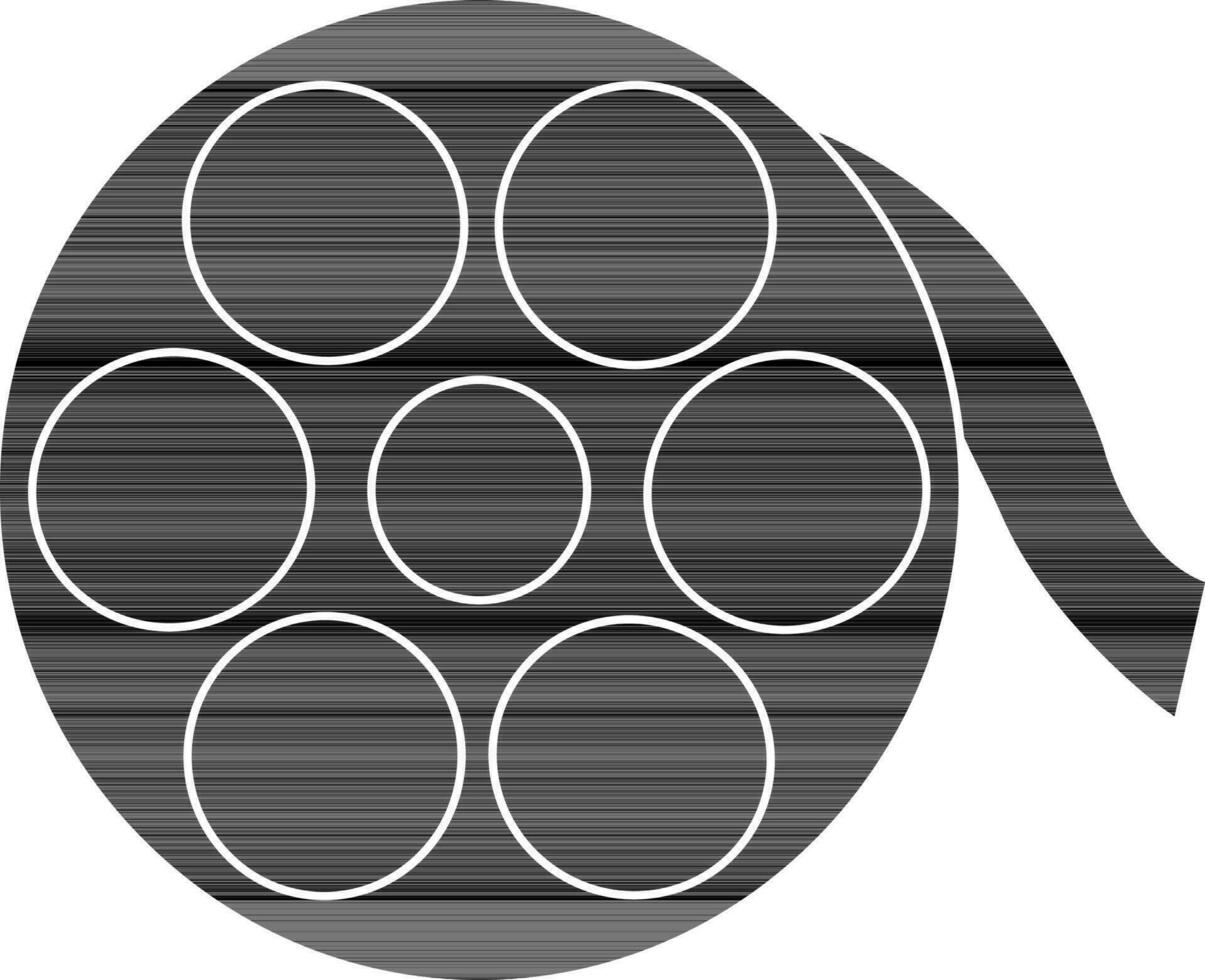 Glyph style of videocamera reel icon in isolated. vector