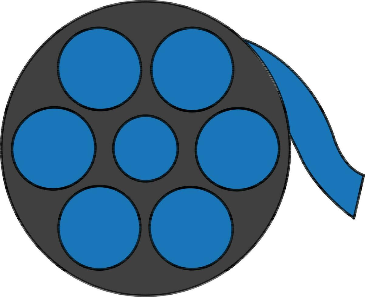 Color with stroke style of videocamera reel icon in isolated. vector