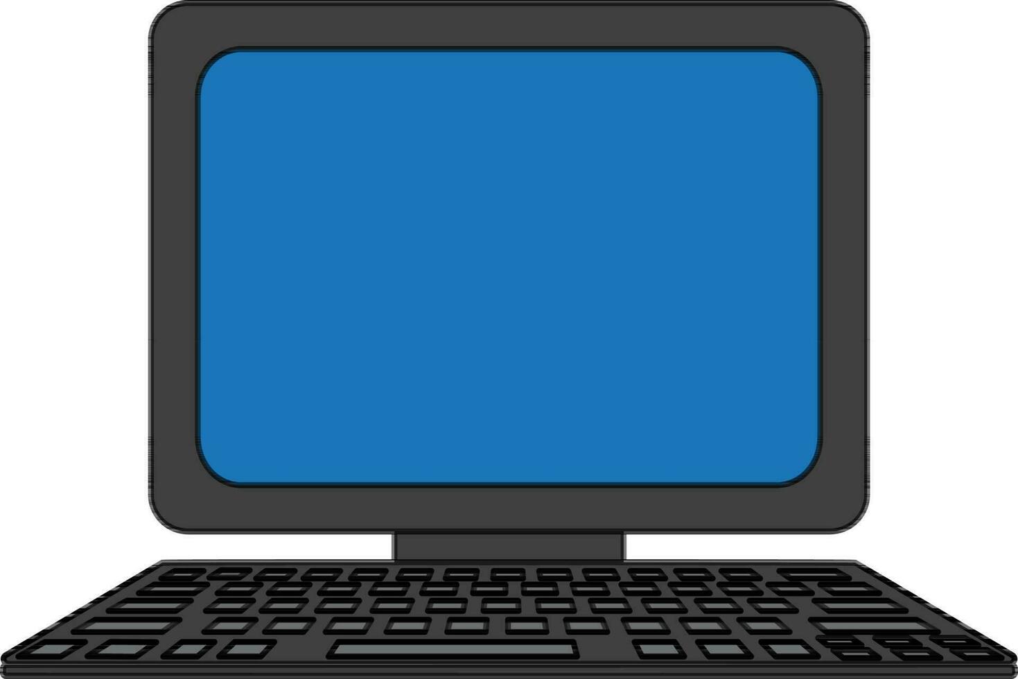 Color with stroke of computer system icon with monitor and keyboard. vector