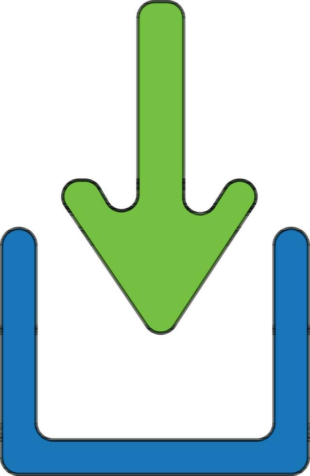 Symbol of file download icon in color with stroke for multimedia concept. vector