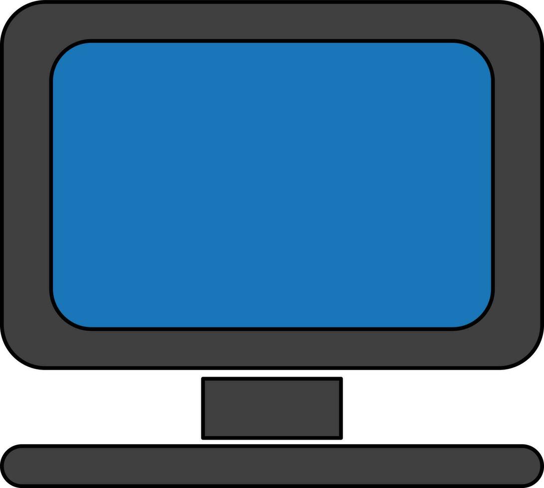 Monitor screen in icon for multimedia concept in color with stroke. vector