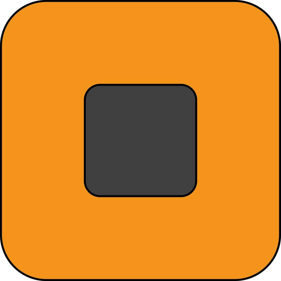 Stop button icon with orange color background and stroke style. vector