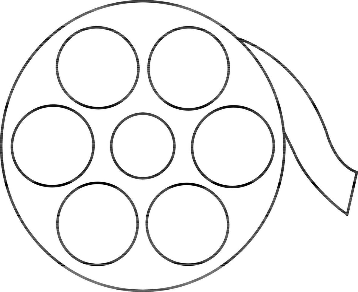 Stroke style of videocamera reel icon in isolated. vector