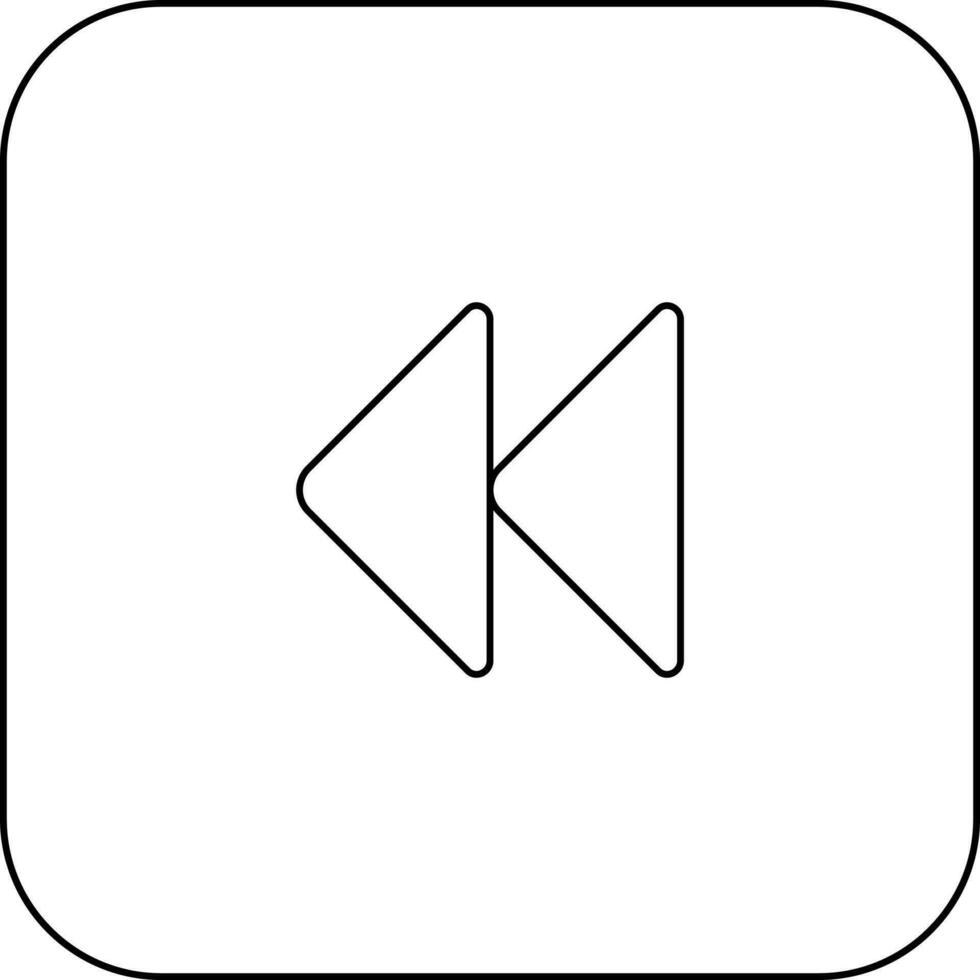 Stroke style of rewind button icon for multimedia. vector