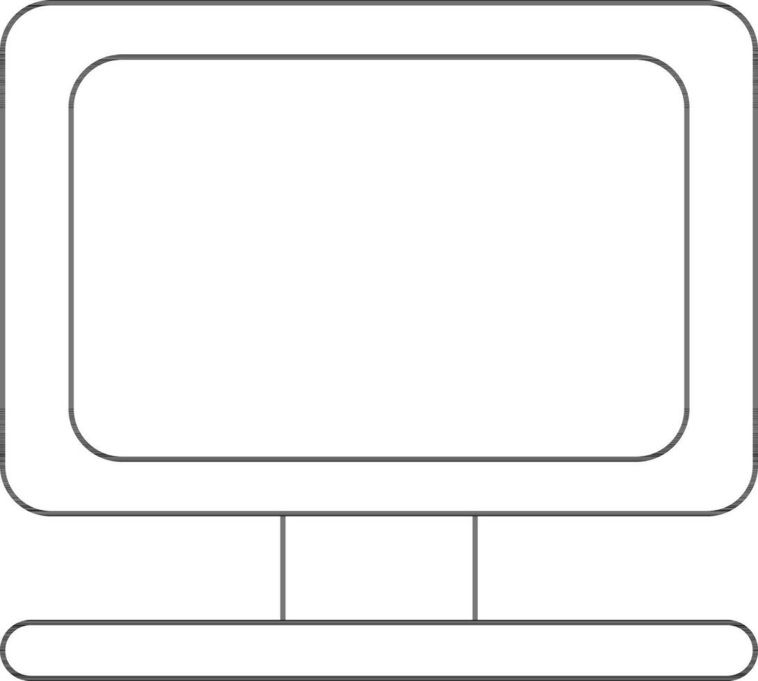 Monitor screen in icon for multimedia concept in stroke. vector