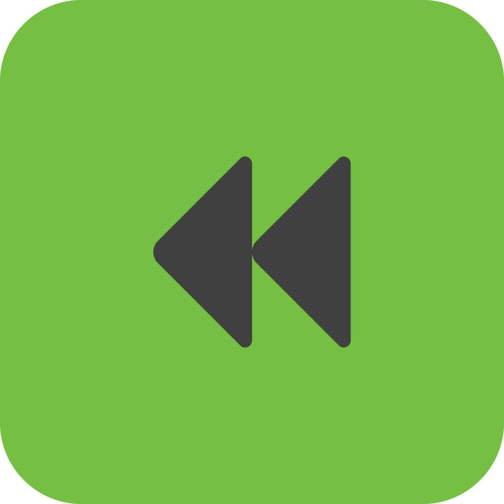 Rewind button icon in green background for multimedia. vector