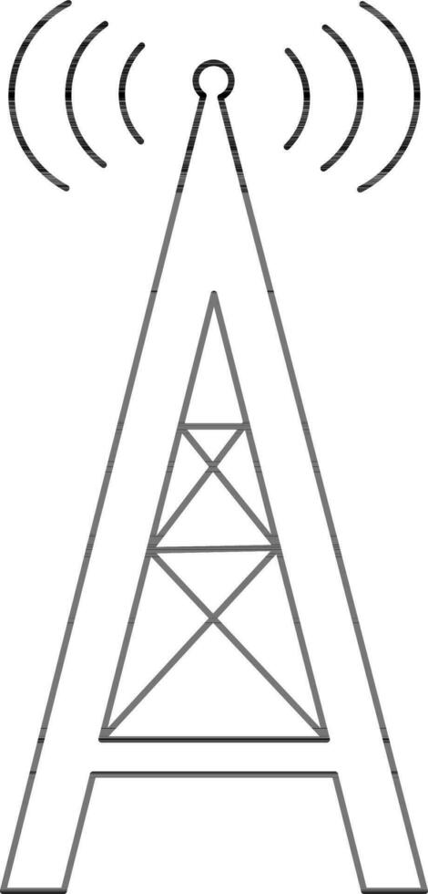 Illustration of cell phone tower icon in stroke. vector