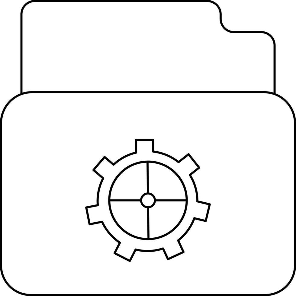 Folder Setting Or Management Icon In Black Line Art. vector