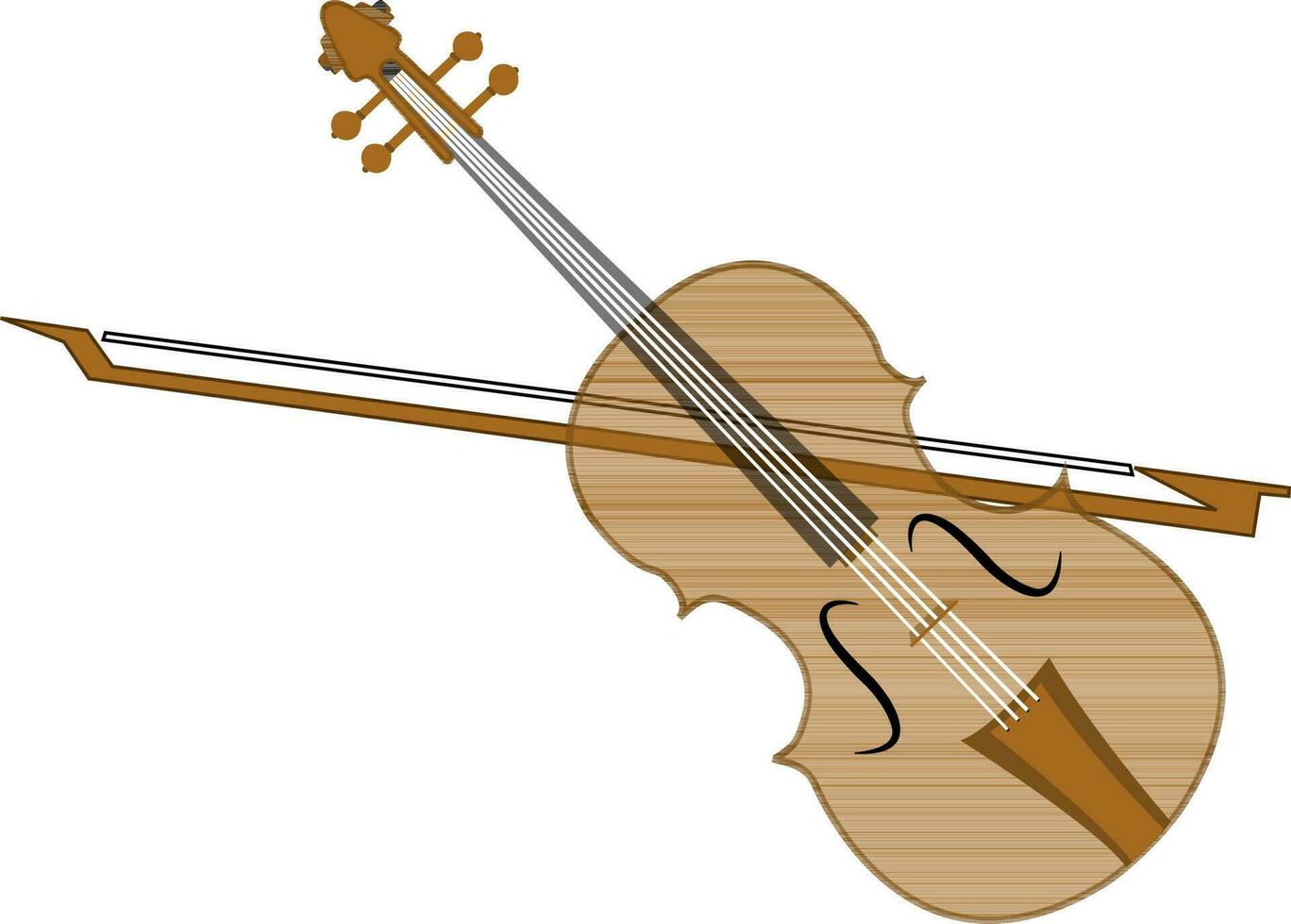 marrón violín y arco. vector