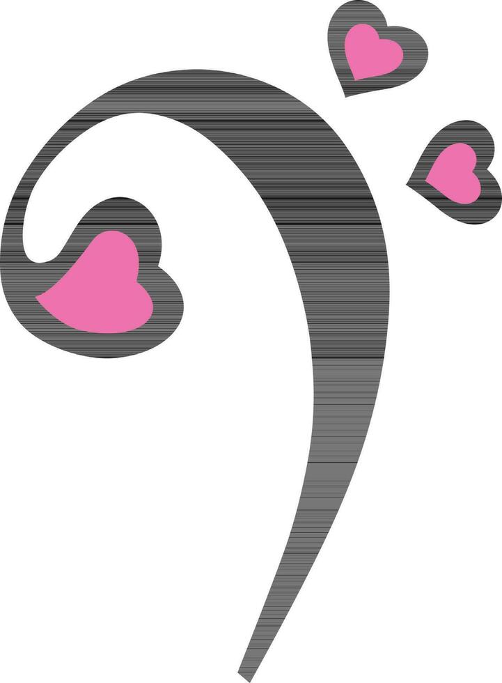 Music note with pink hearts. vector