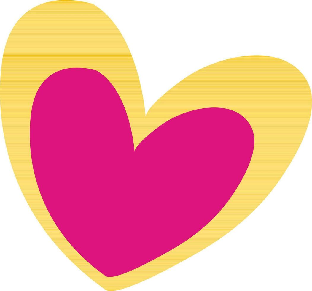 Heart in pink and yellow color. vector