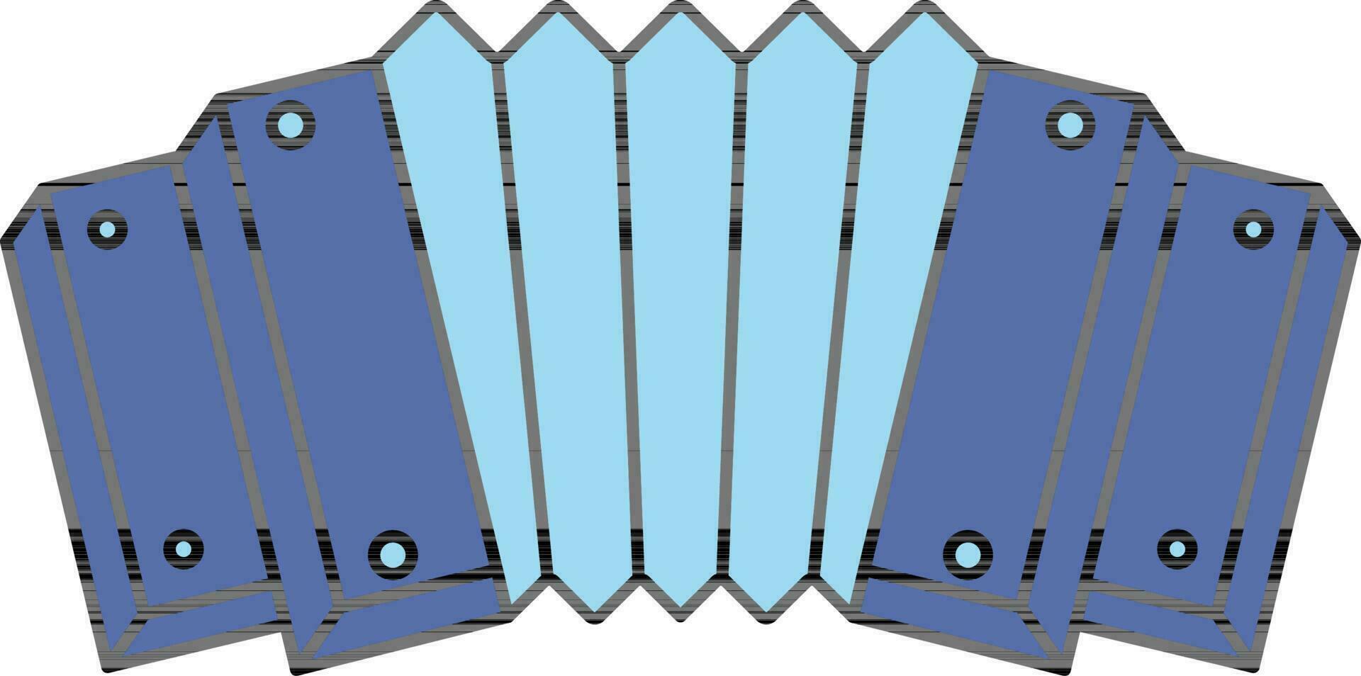Flat Style Accordion Icon In Blue Color. vector