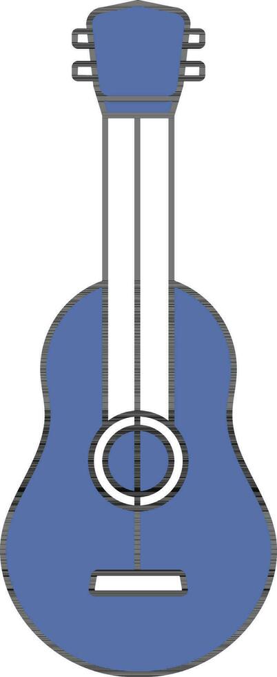 Blue And White Guitar Icon In Flat Style. vector