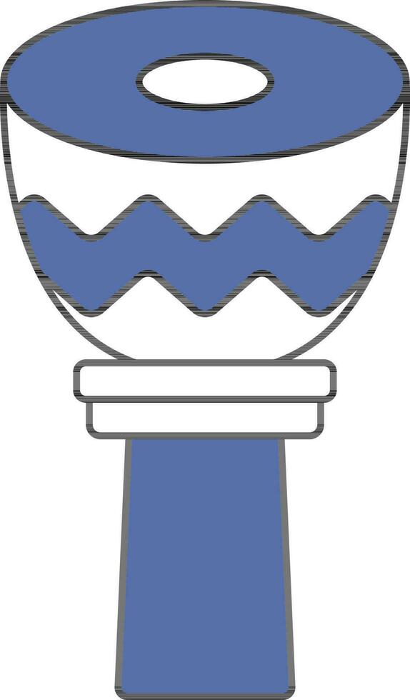 Vector Illustration of Djembe Drum In Blue And White Color.