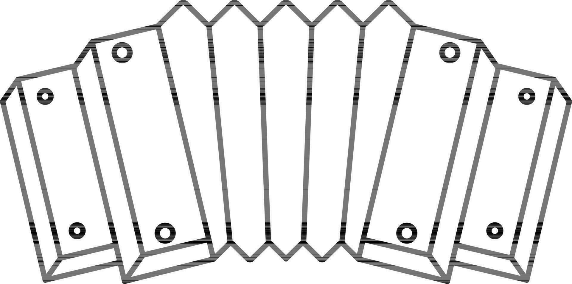 Flat Style Accordion Icon in Black Line Art. vector
