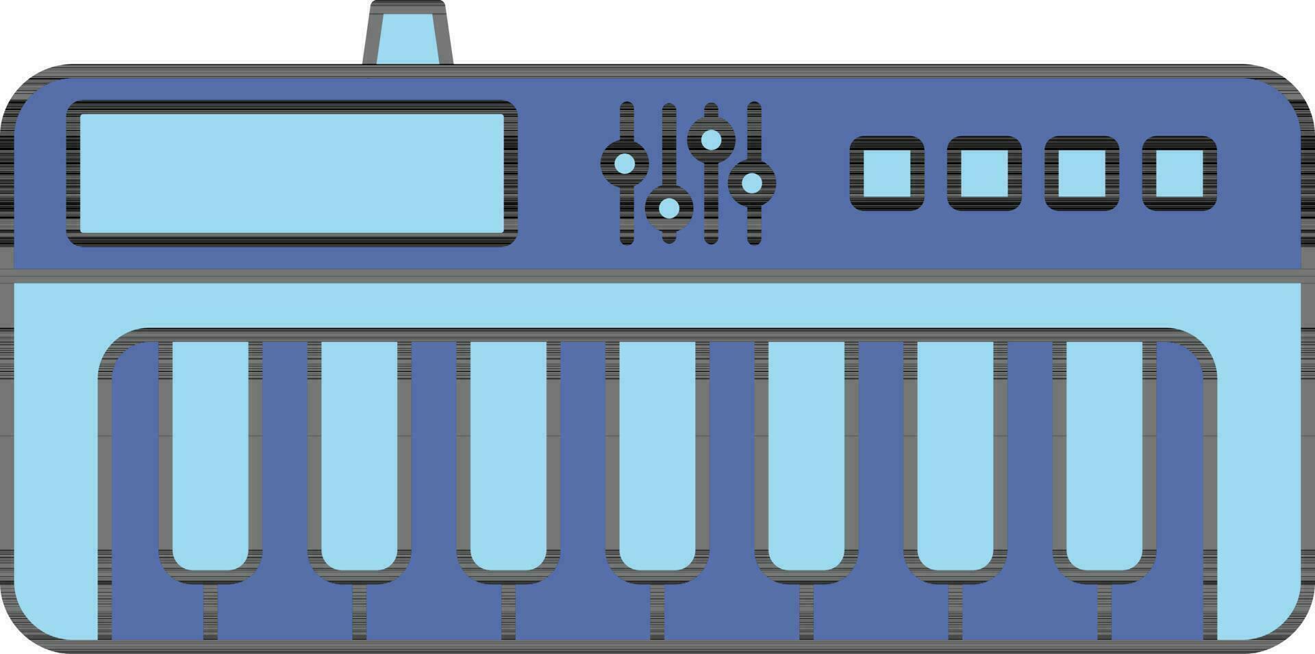 azul piano teclado icono en plano estilo. vector