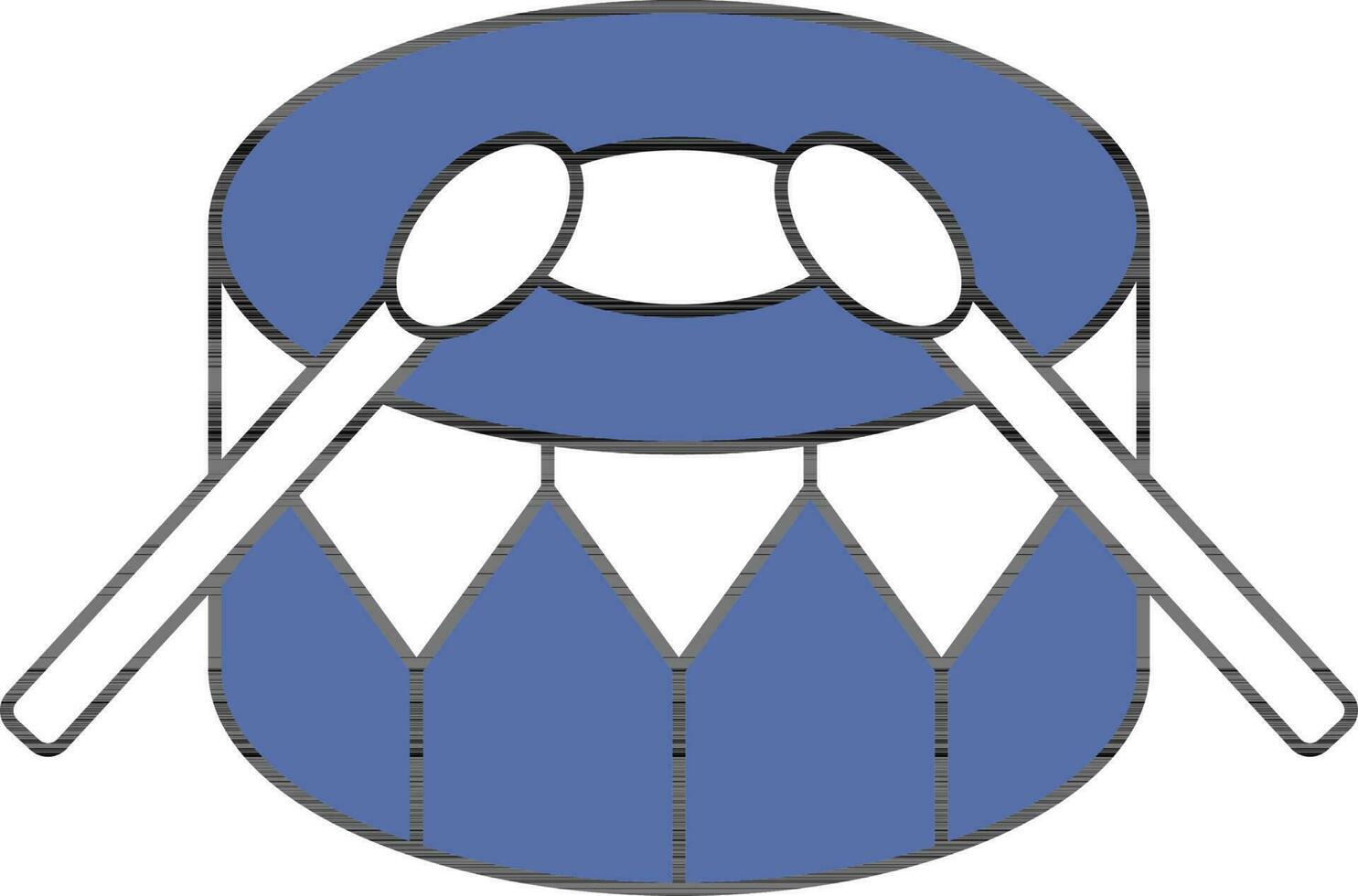 Drum Icon Or Symbol In Blue And White Color. vector