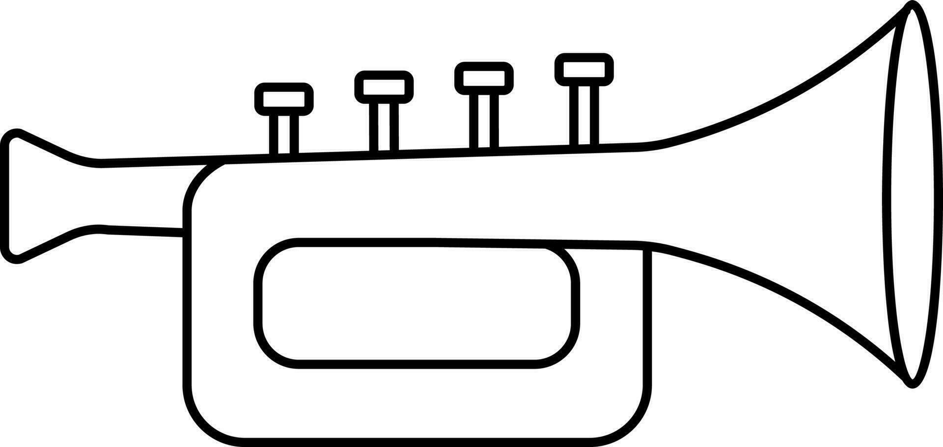 Flat Style of Trumpet Vector In Black Outline.