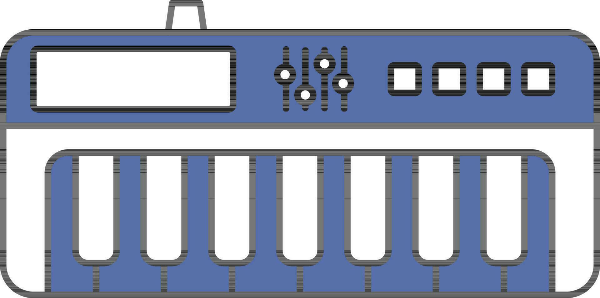 plano estilo de piano teclado icono en azul y blanco color. vector