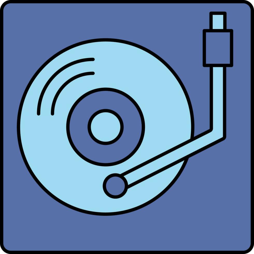 placa giratoria o vinilo grabadora icono en azul color. vector